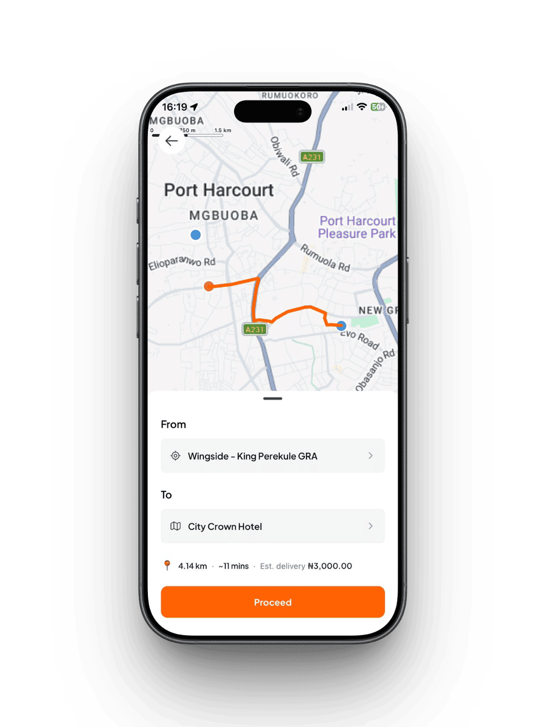 Kora Kourier app, book a delivery in Port Harcourt